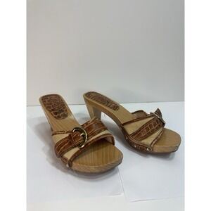 Celine Woman‎ Sandals Open Toe Leather and Wood Size 37
